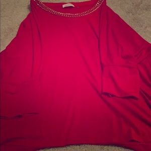 Red shirt sleeve blouse
